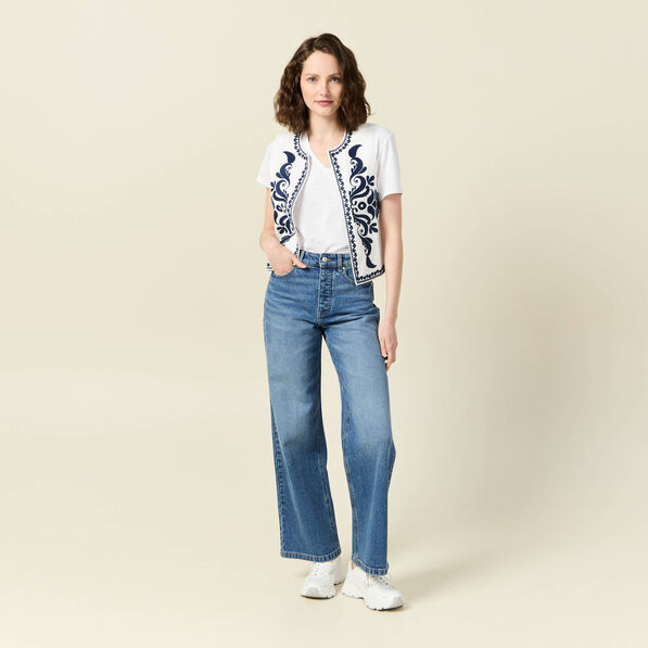 Gilet sans manches ecru femme