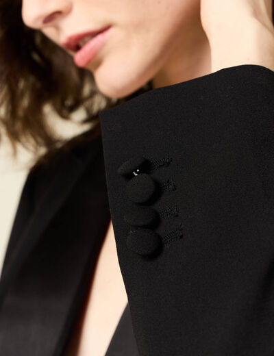 Blazer col châle noir femme