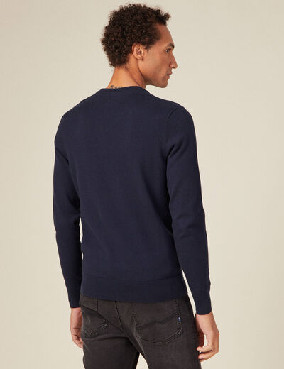 Pull manches longues bleu marine homme