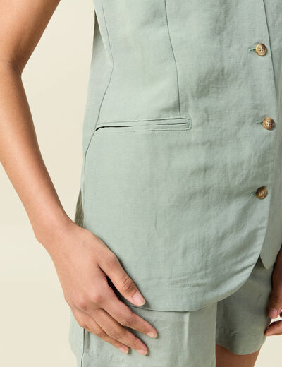 Veston sans manches vert kaki femme