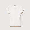 T-shirt ajust&eacute; col rond manches courtes ecru femme