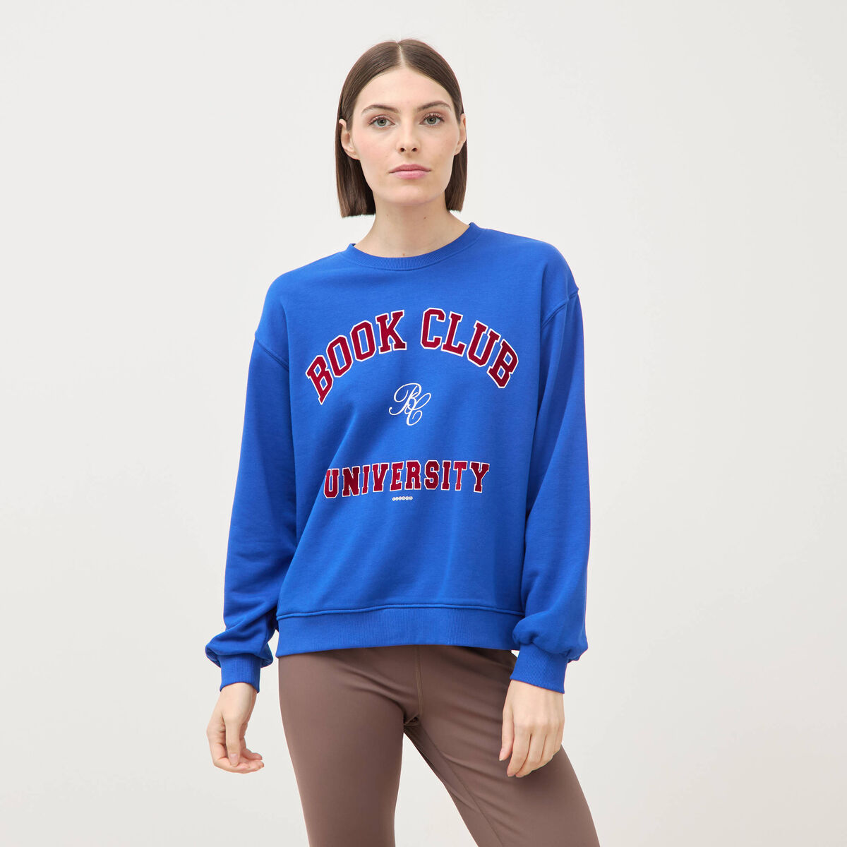 Sweat droit manches longues bleu electrique femme