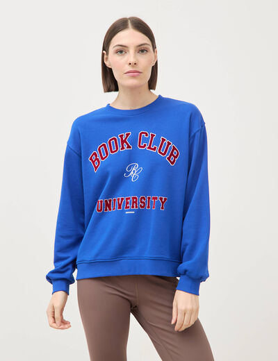Sweat droit manches longues bleu electrique femme