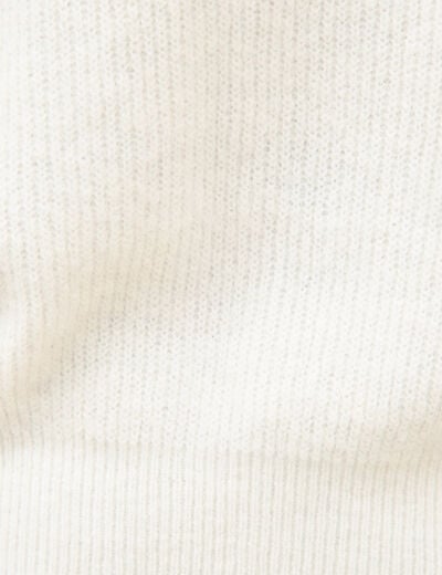 Pull droit col rond manches longues ecru femme