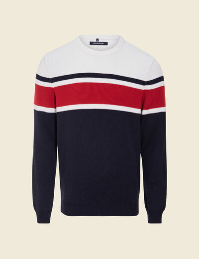 Pull manches longues bleu marine homme