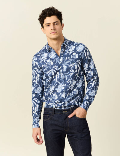 Chemise manches longues bleu homme