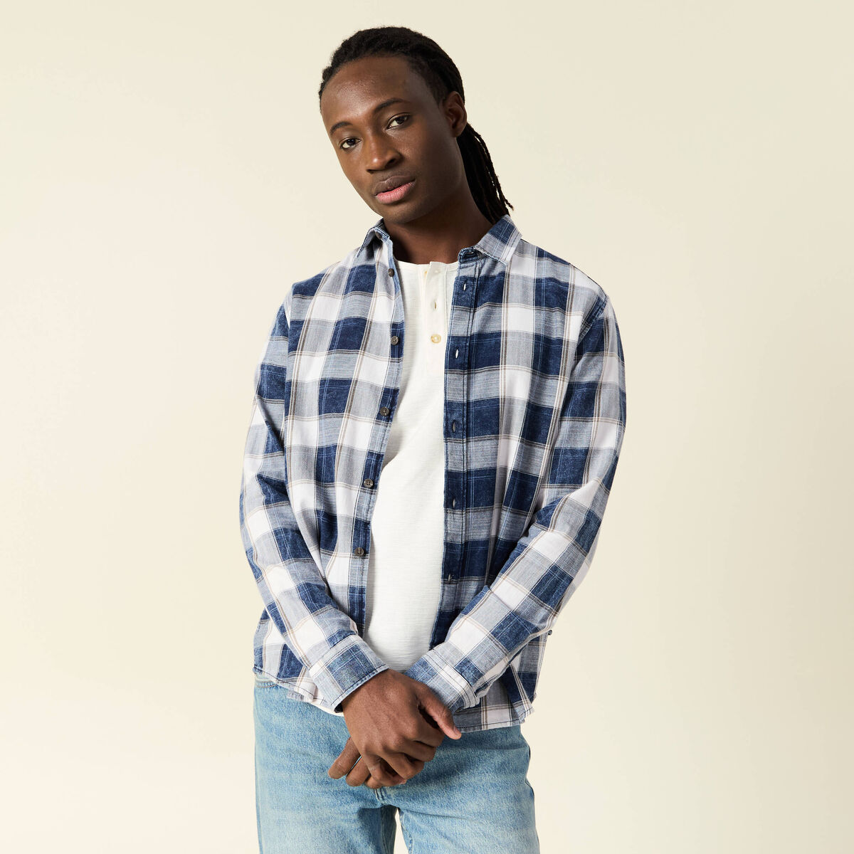 Chemise manches longues ecru homme