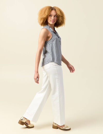 Top sans manches fluide bleu marine femme