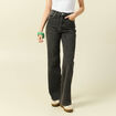 Jeans large taille haute denim snow gris femme