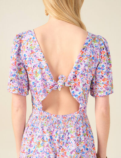 Robe longue évasée rose femme