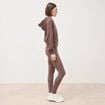 Sweat boyfriend &agrave; capuche marron femme