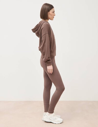 Sweat boyfriend &agrave; capuche marron femme
