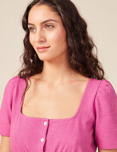 T-shirt manches courtes rose framboise femme