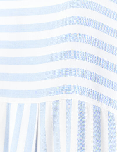 Chemise manches 3/4 bleu femme
