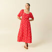 Robe longue &eacute;vas&eacute;e manches courtes rouge femme