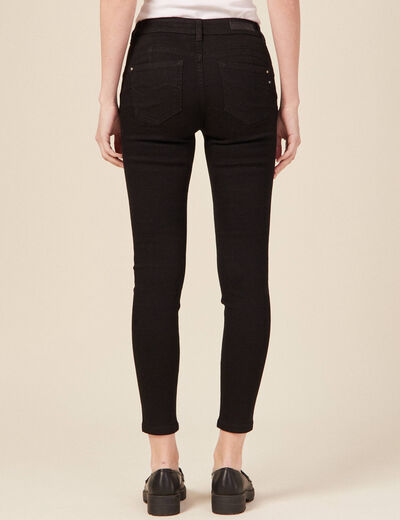 Jeans skinny zippé denim noir femme