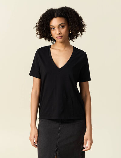 T-shirt manches courtes noir femme