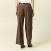 Pantalon large taille haute marron fonc&eacute; femme