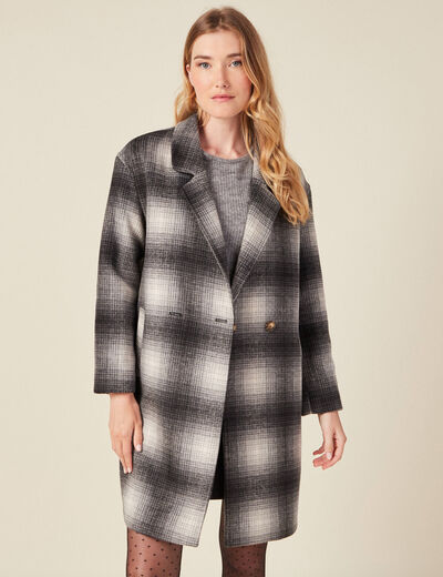 Manteau droit long noir femme