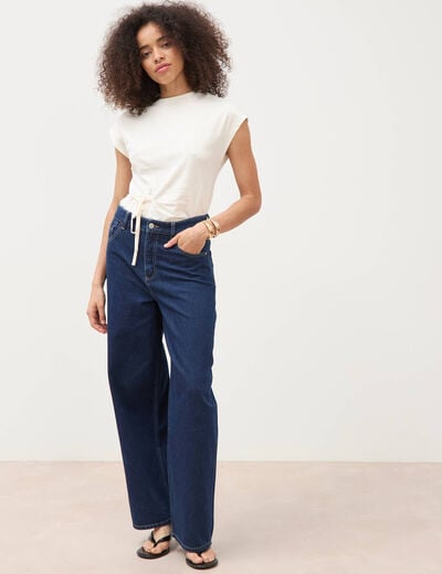 Jeans loose en coton denim brut clean femme
