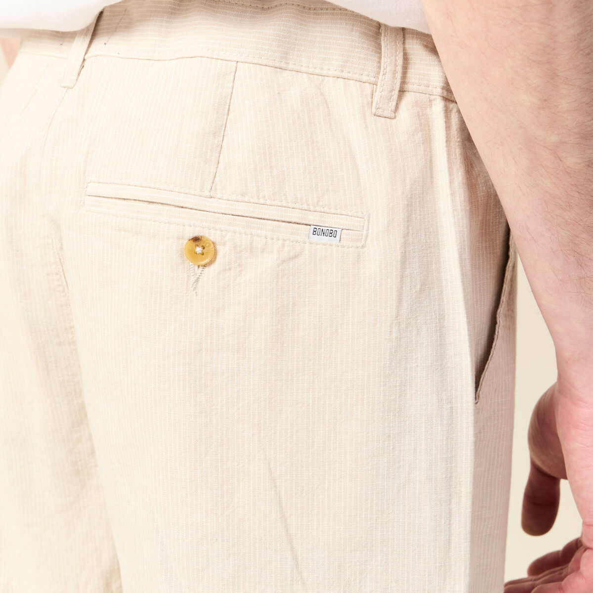 Pantalon chino droit beige homme