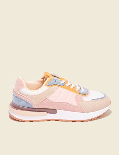 Baskets joggers à lacets rose poudrée femme