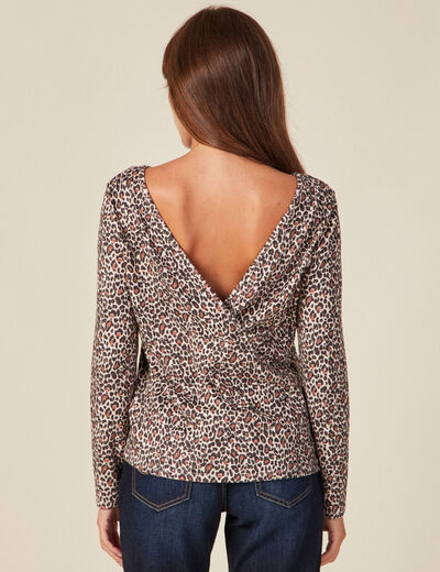 T-shirt manches longues marron clair femme