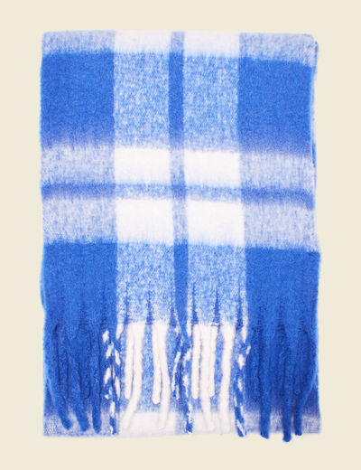 Écharpe à franges bleu femme