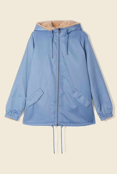 Parka réversible bleu ciel femme