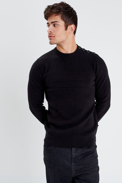 Pull manches longues noir homme
