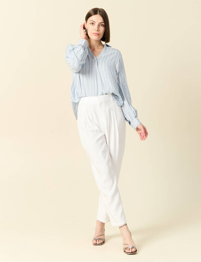 Pantalon slouchy taille haute blanc femme