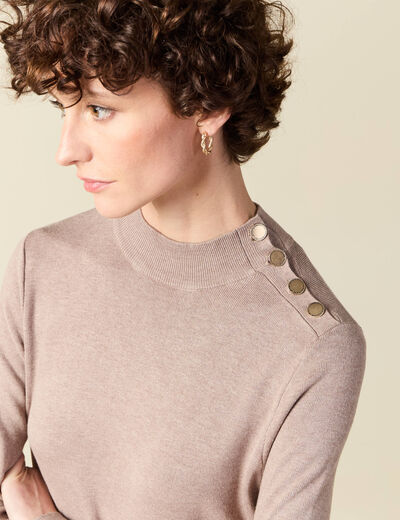 Robe pull droite col montant taupe femme