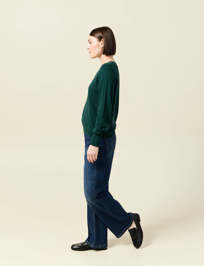Pull manches longues vert foncé femme