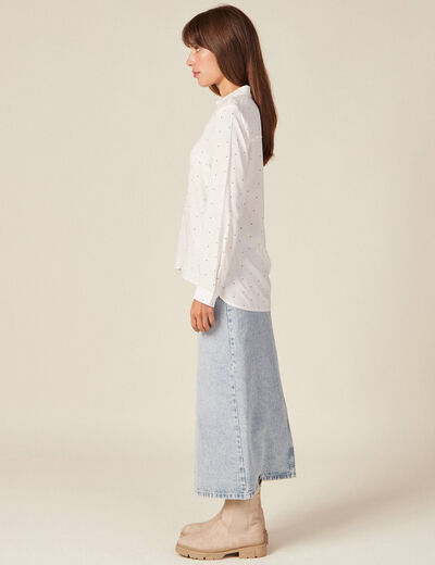 Chemise manches longues ecru femme