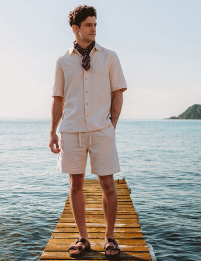 Chemise boyfriend manches courtes ecru homme