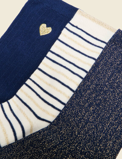 Lot 3 paires chaussettes bleu marine femme