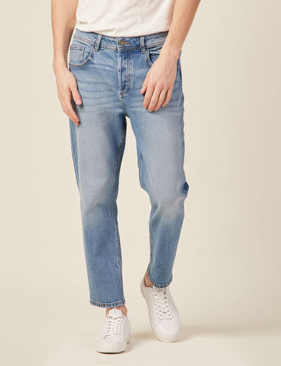 Jeans straight tapered denim stone homme