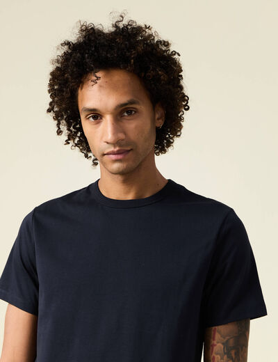 T-shirt en coton manches courtes bleu marine homme