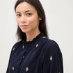 Chemise en coton avec broderie bleu marine femme