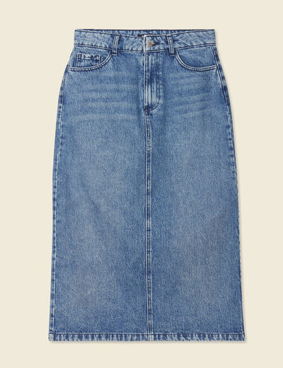 Jupe midi crayon en jean denim used femme