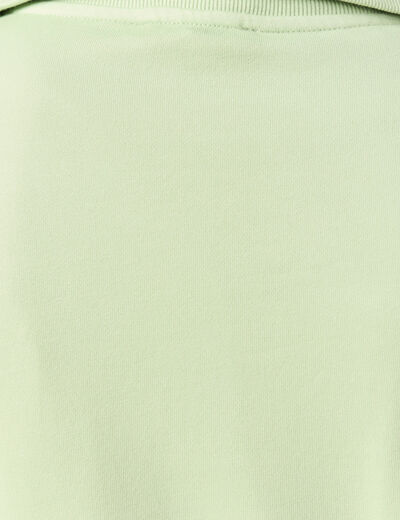 Sweat manches longues col camionneur vert clair femme