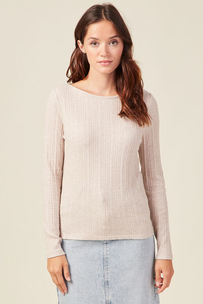 T-shirt manches longues creme femme