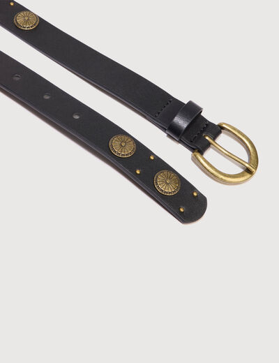 Ceinture fine avec ornements noir femme