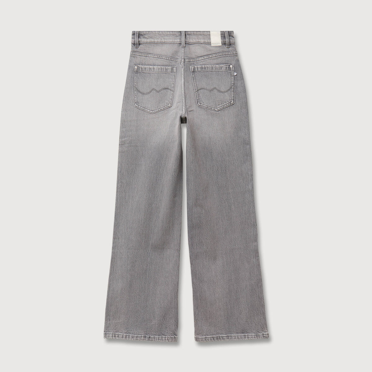 Jeans large taille haute denim gris femme