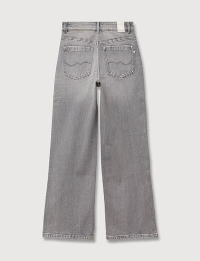Jeans large taille haute denim gris femme