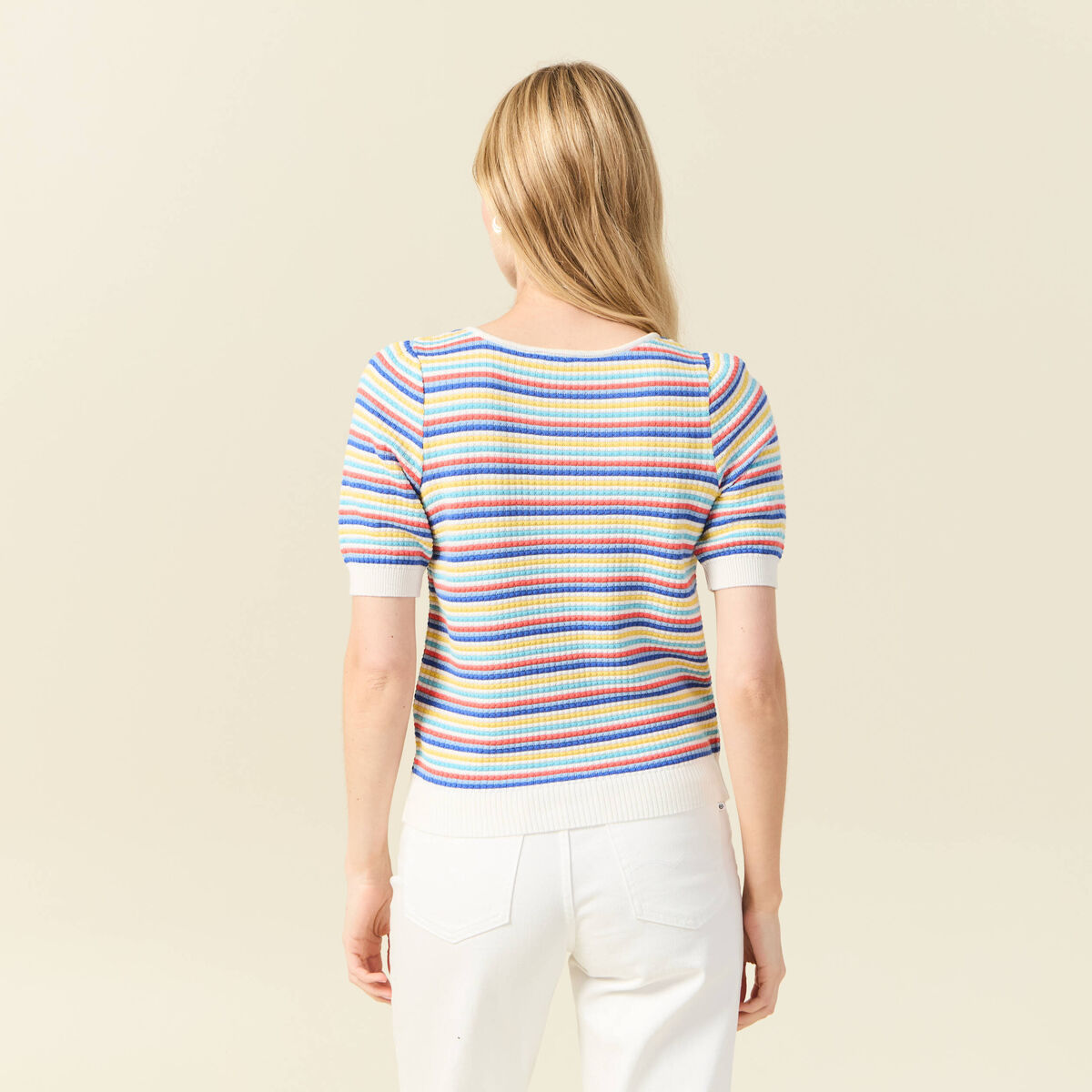 Pull manches courtes vert clair femme