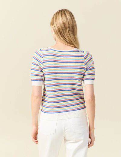 Pull manches courtes vert clair femme