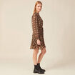 Robe trapèze col montant camel femme