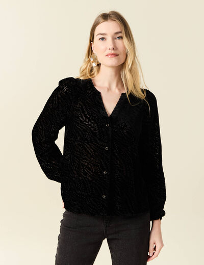 Chemise manches longues noir femme