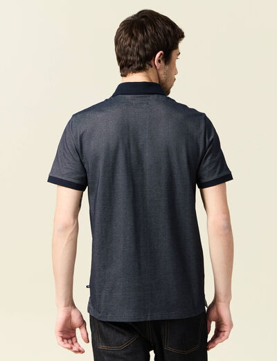 Polo cintr&eacute; manches courtes col polo bleu marine homme